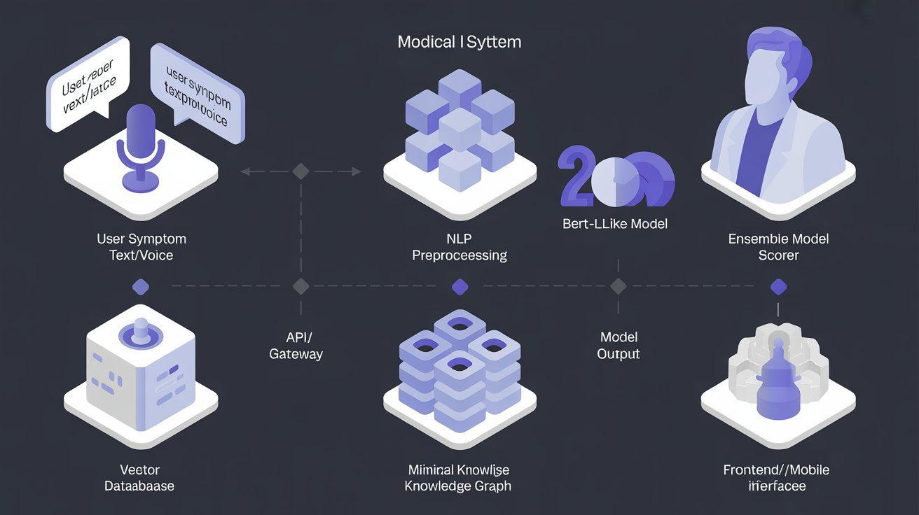 MedAI System Architecture diagram showing data flow and ML components